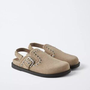 NEW!!! ZARA STUDDED SUEDE CLOGS - SIZE 6.5 (EUR 37)